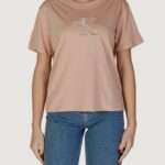 T-shirt Calvin Klein Jeans embroidered monologo Rosa Antico - Foto 1