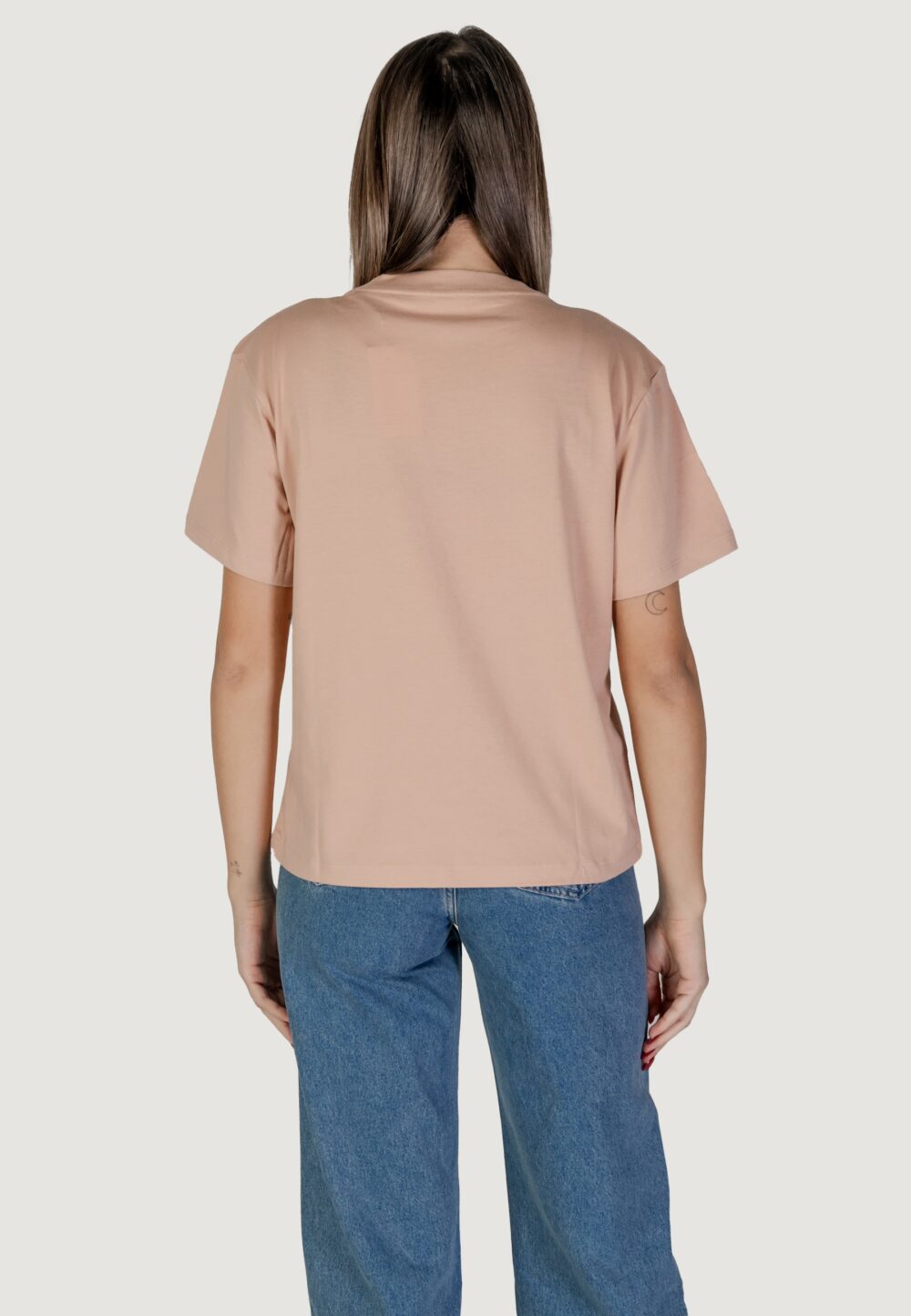 T-shirt Calvin Klein Jeans embroidered monologo Rosa Antico - Foto 4