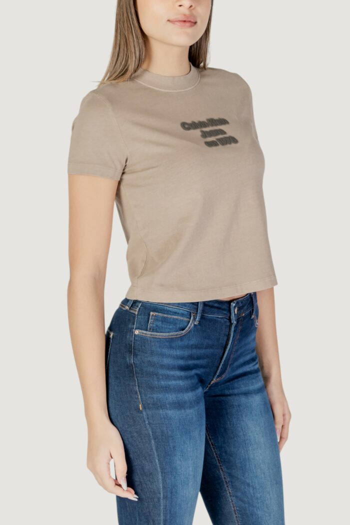 T-shirt Calvin Klein Jeans washed puff print Taupe