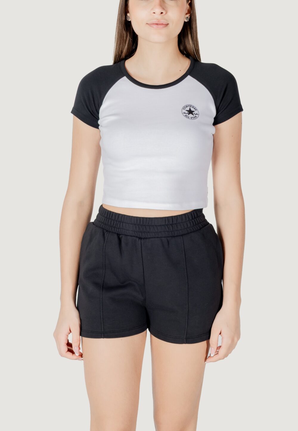 T-shirt Converse chuck patch colorblock ss top Bianco - Nero - Foto 1