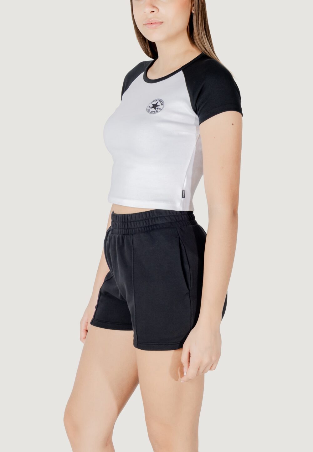 T-shirt Converse chuck patch colorblock ss top Bianco - Nero - Foto 2