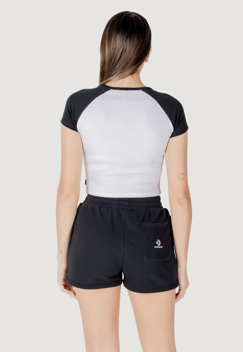 T-shirt Converse chuck patch colorblock ss top Bianco - Nero - Foto 4