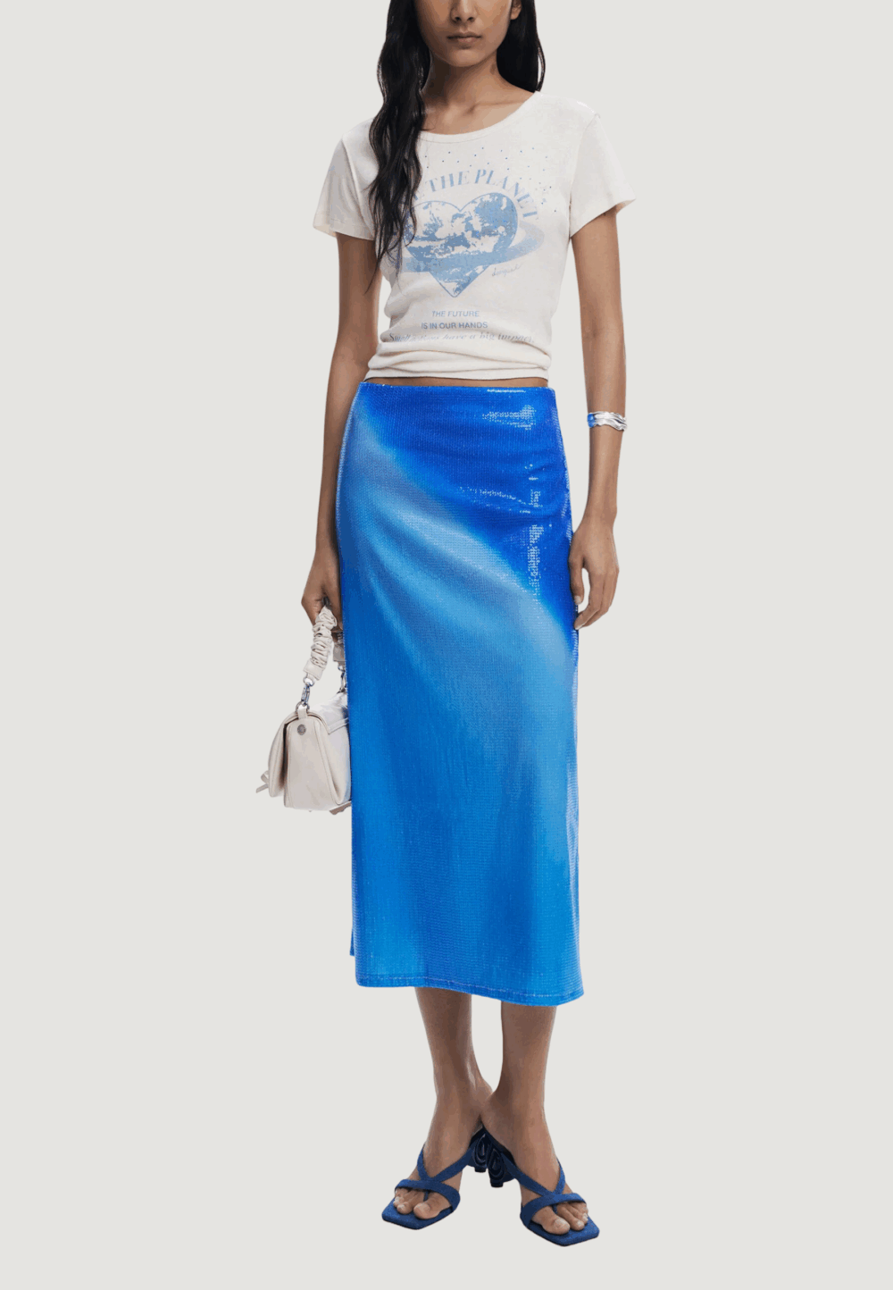 T-shirt Desigual repris ts planet Avorio - Foto 3