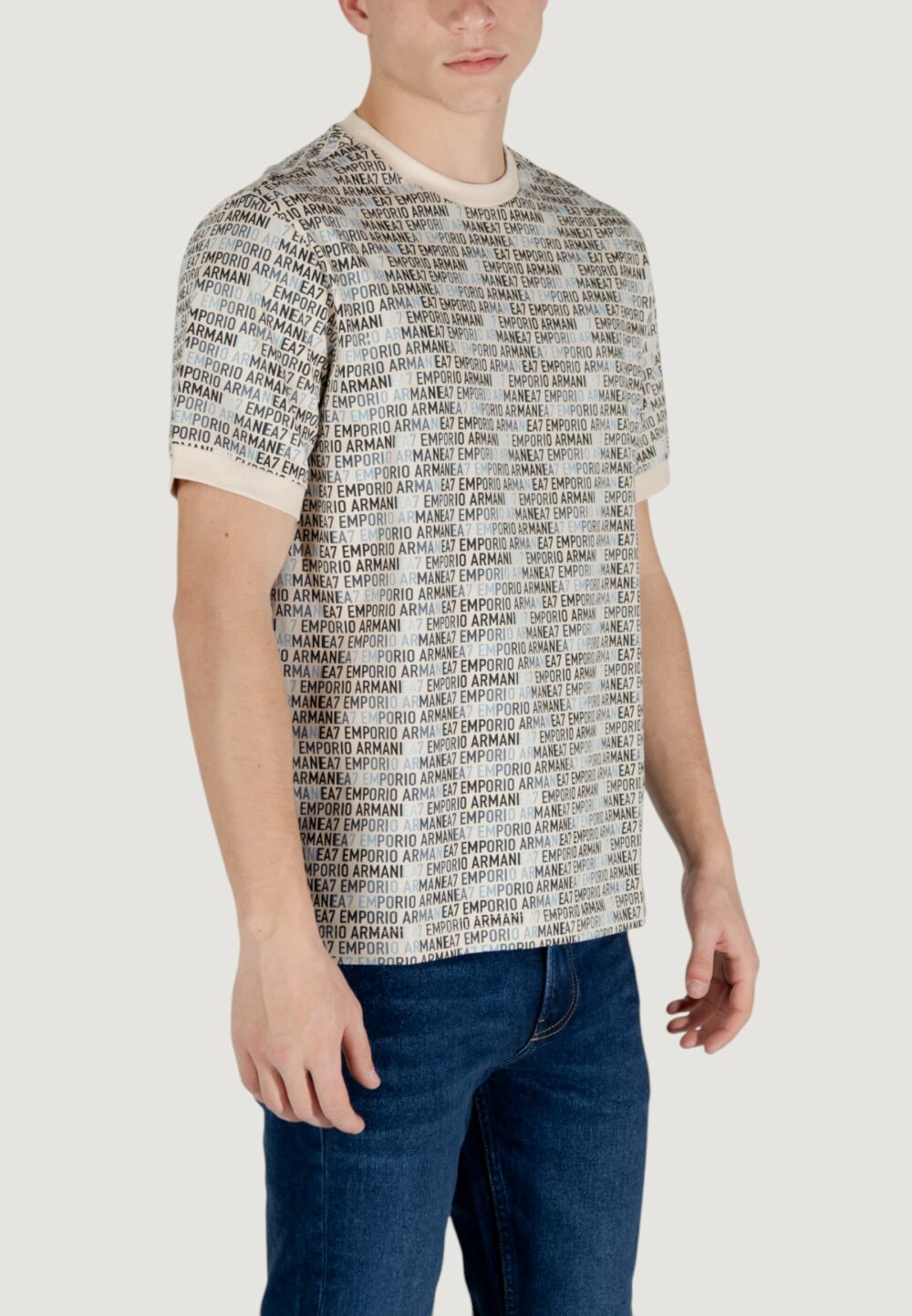 T-shirt EA7 Beige chiaro - Foto 4