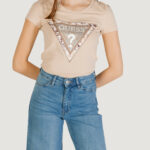 T-shirt Guess ss cn cheeta logo Beige chiaro - Foto 1
