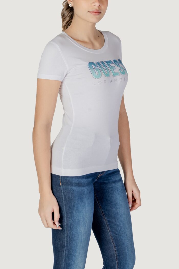 T-shirt Guess cn ss glitter degrad Bianco