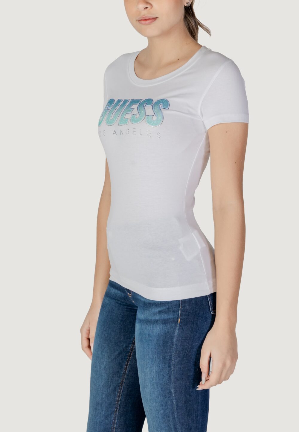 T-shirt Guess cn ss glitter degrad Bianco - Foto 3