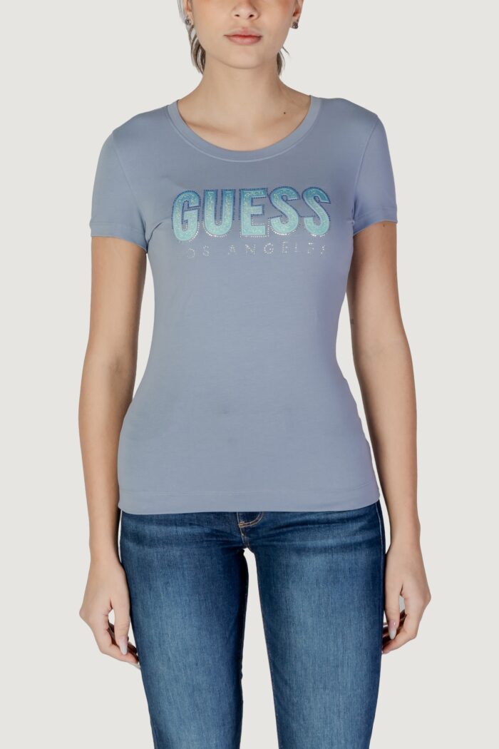 T-shirt Guess cn ss glitter degrad Celeste