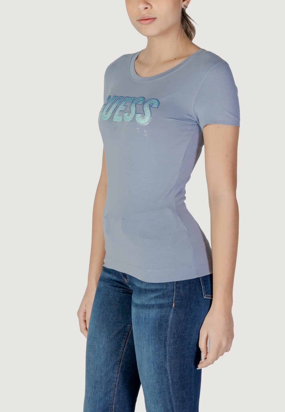 T-shirt Guess cn ss glitter degrad Celeste - Foto 2