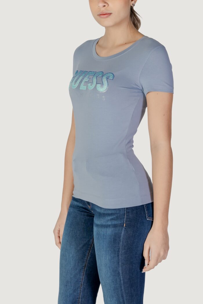 T-shirt Guess cn ss glitter degrad Celeste