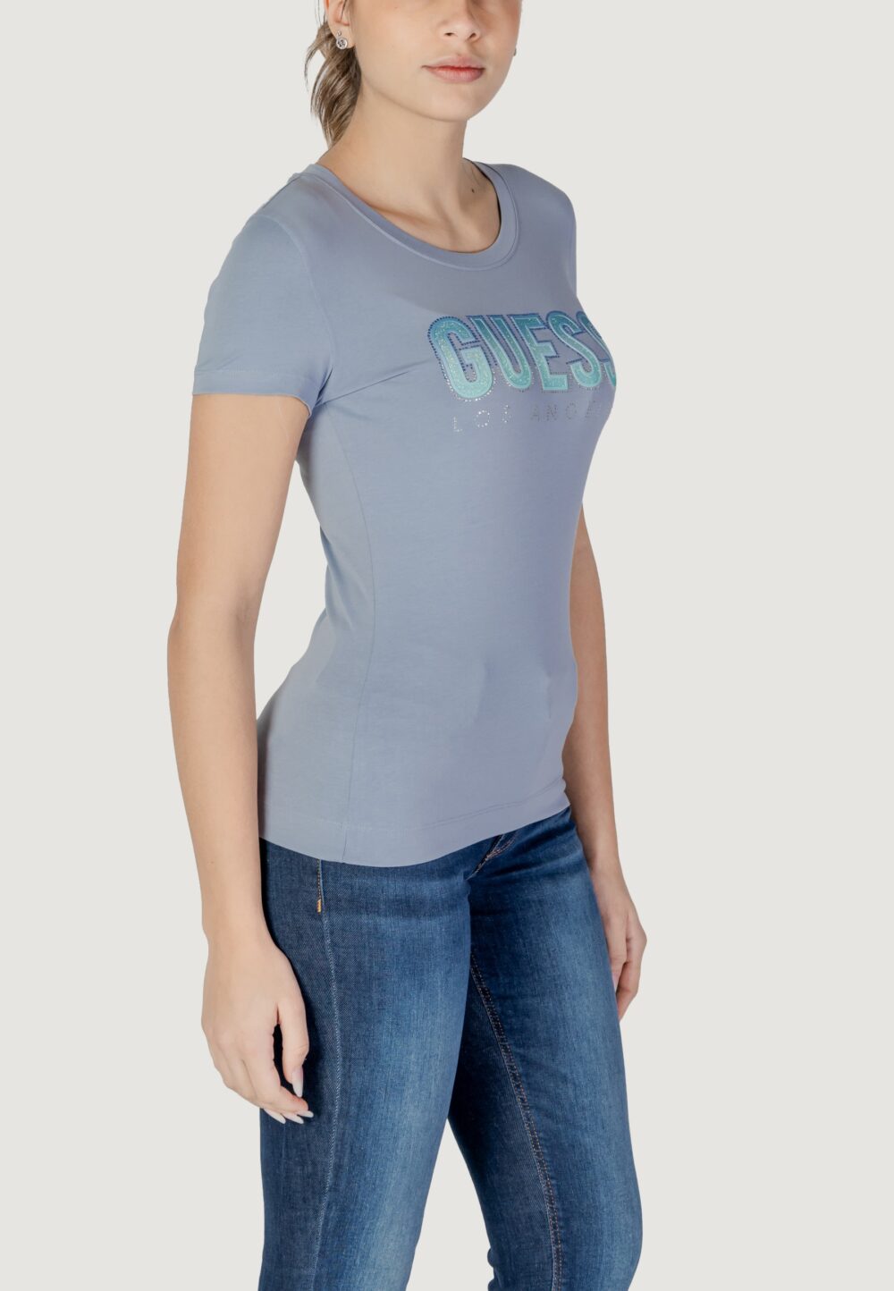 T-shirt Guess cn ss glitter degrad Celeste - Foto 3