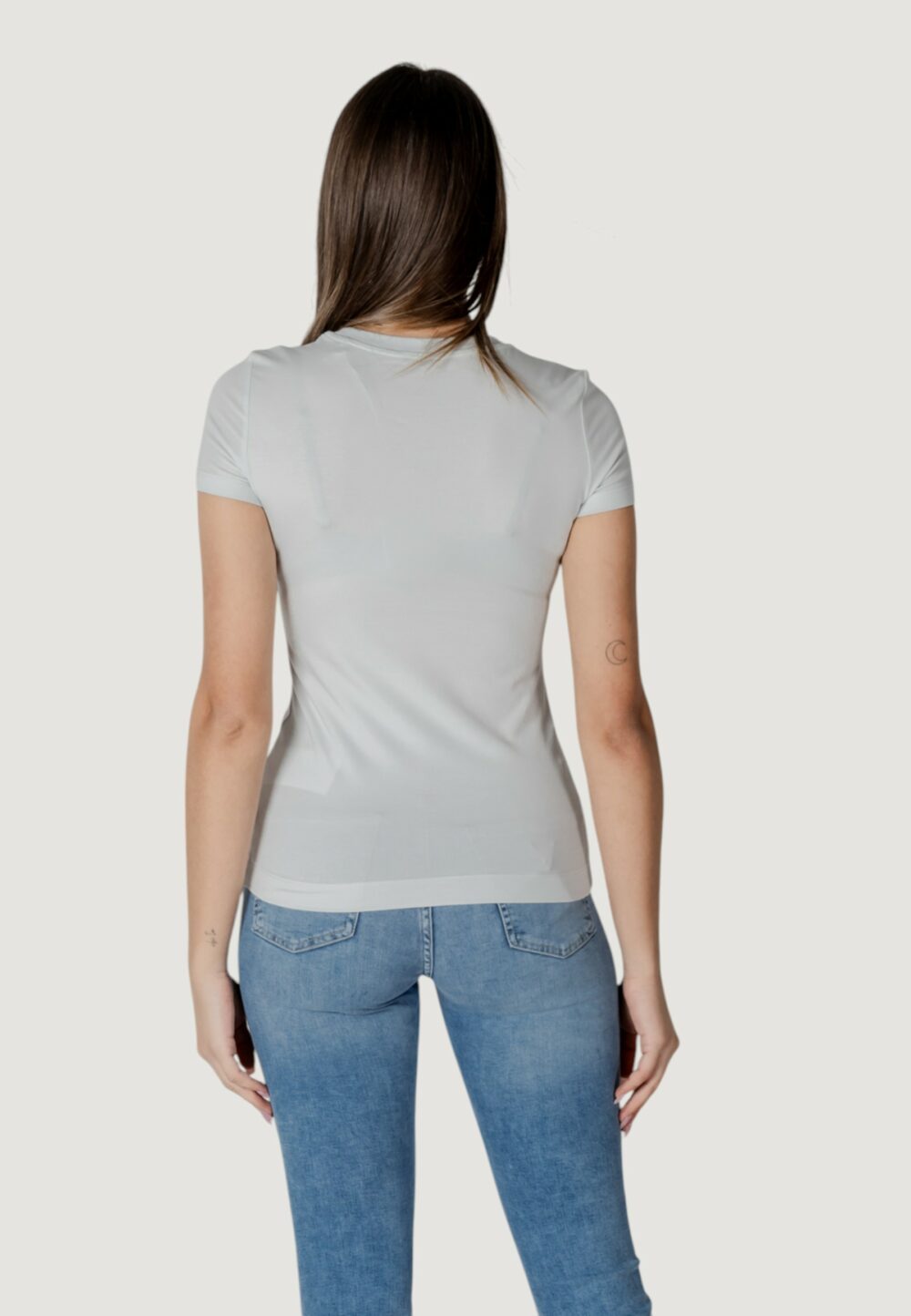 T-shirt Guess cn ss logo lace tee Celeste - Foto 2