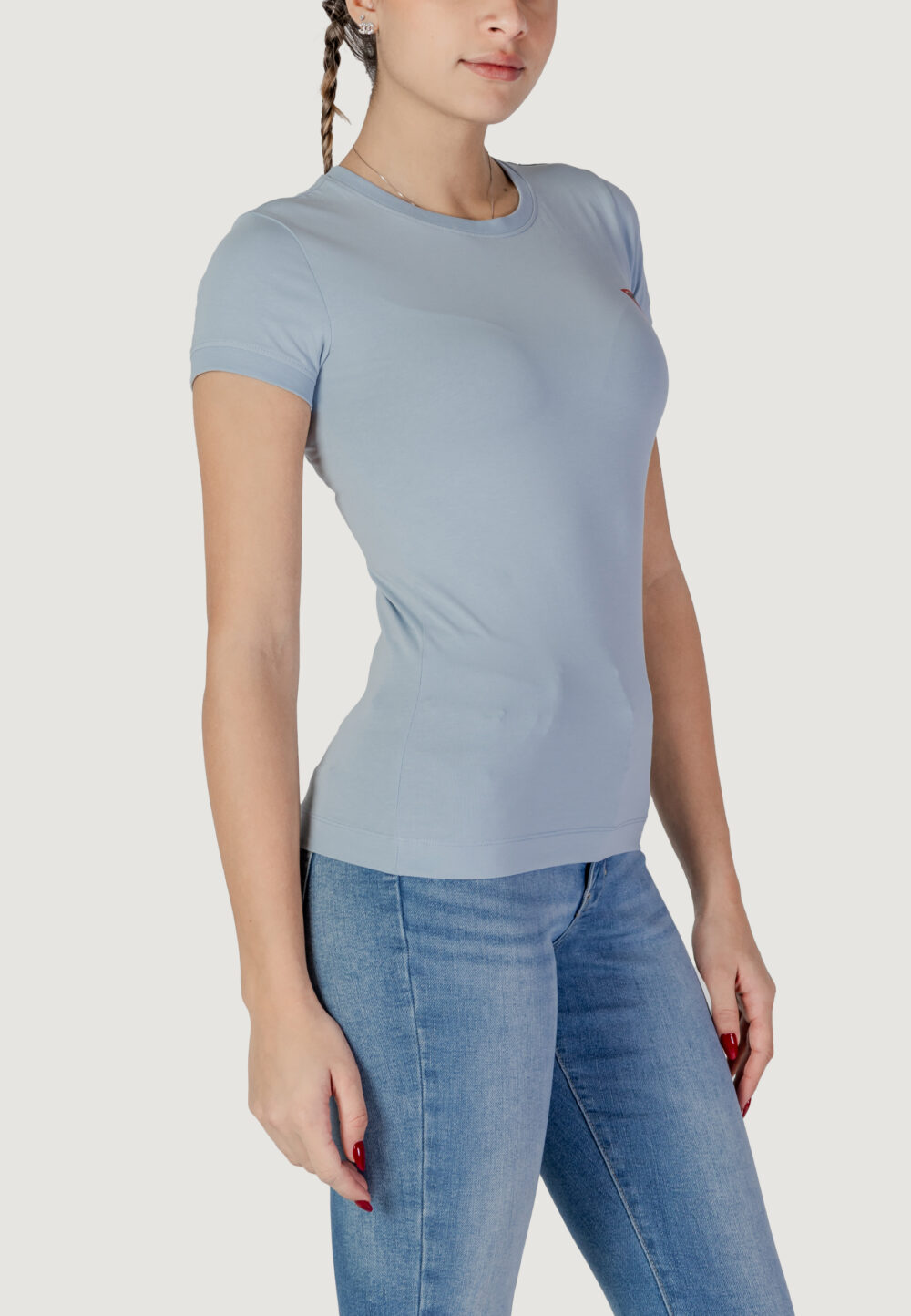 T-shirt Guess ss cn mini triangle Celeste - Foto 3