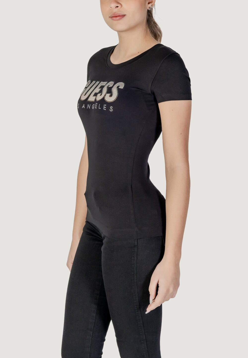 T-shirt Guess cn ss glitter degrad Nero - Foto 2