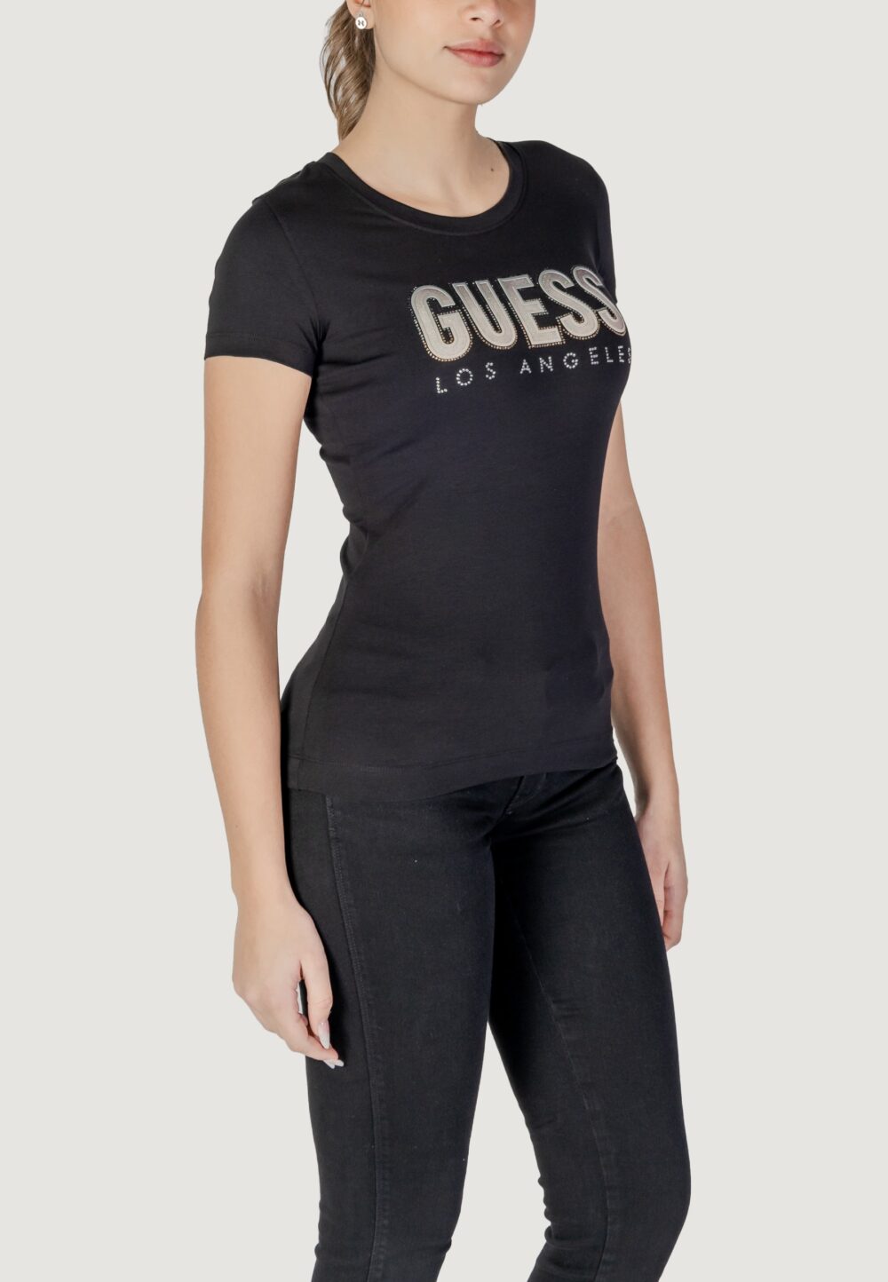 T-shirt Guess cn ss glitter degrad Nero - Foto 3