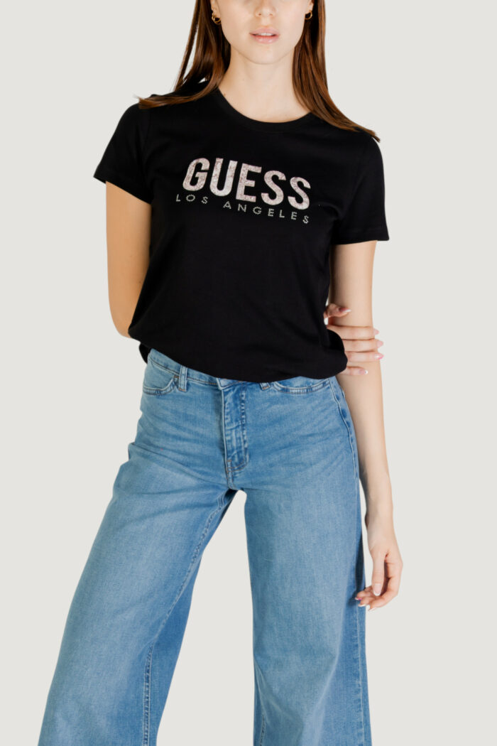 T-shirt Guess ss cn python logo tee Nero