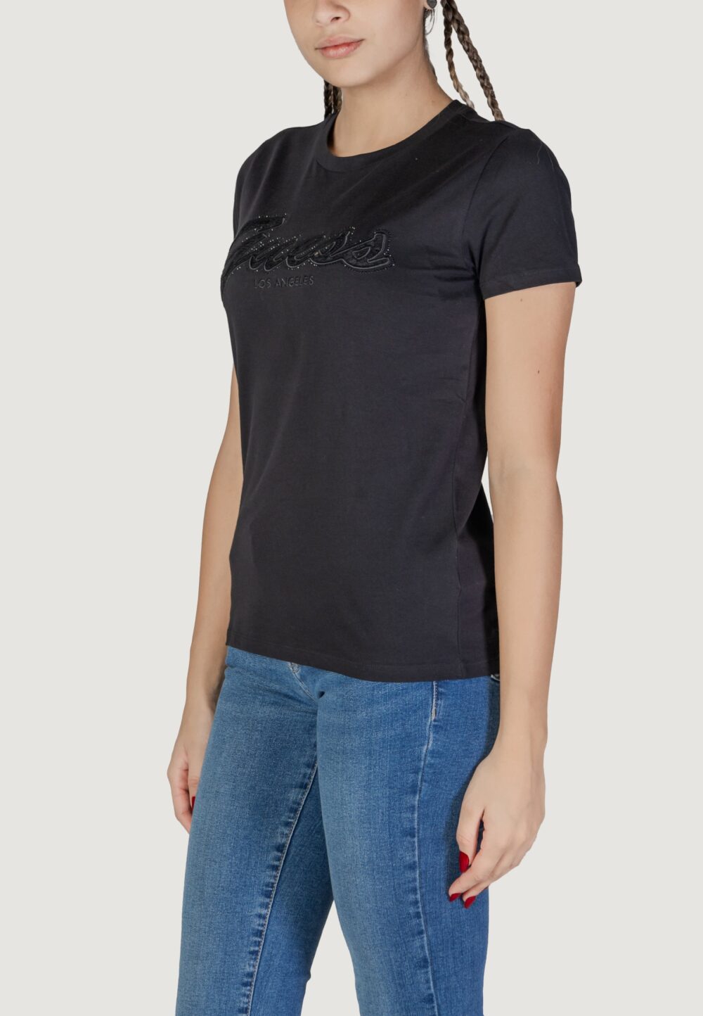 T-shirt Guess ss script lace logo Nero - Foto 3