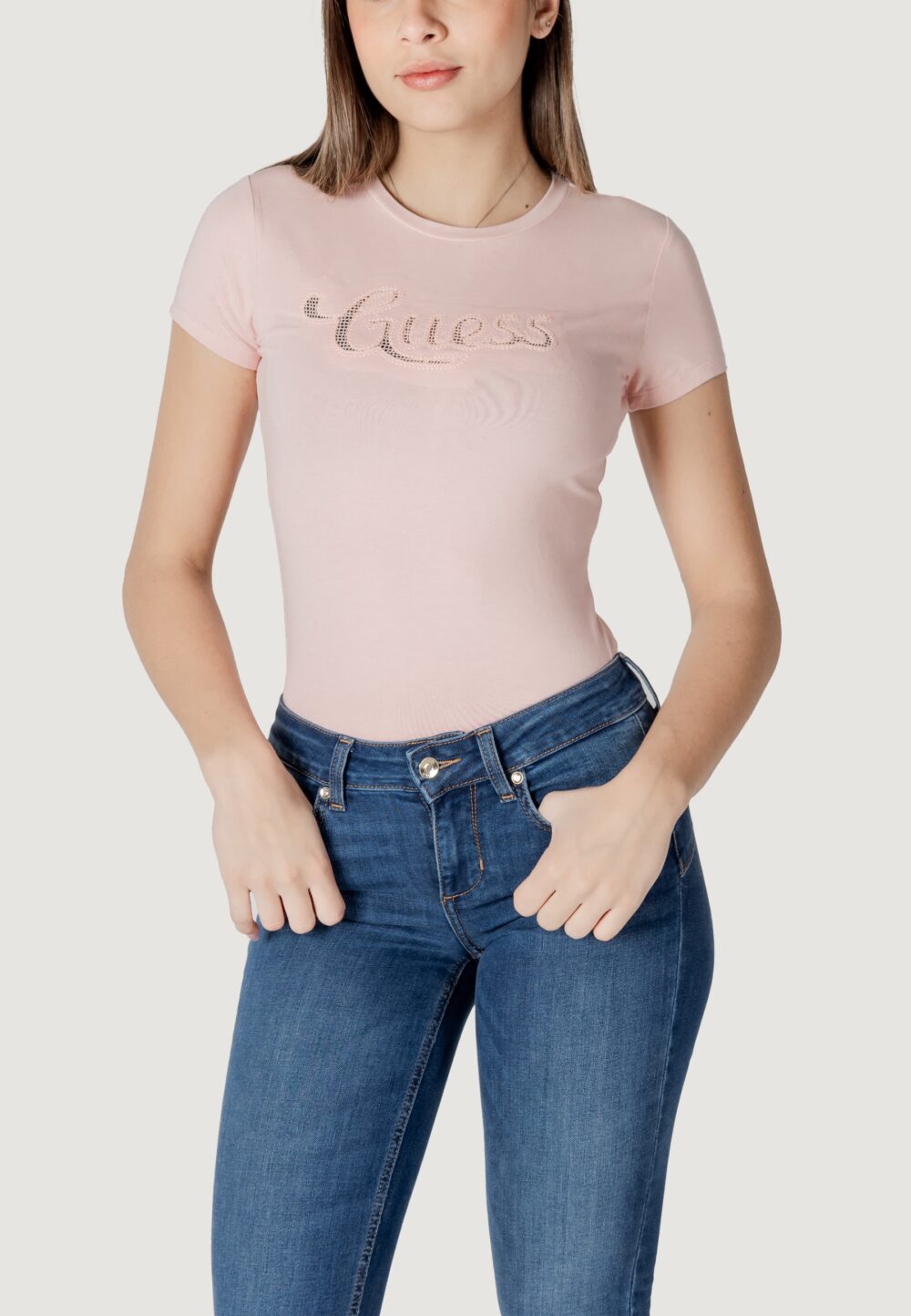 T-shirt Guess ss guess dot logo r3 Rosa - Foto 1