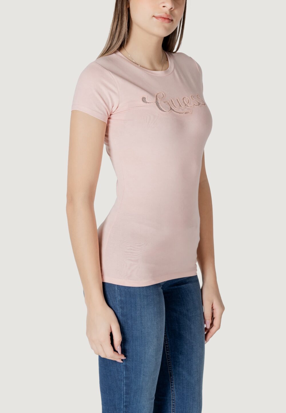 T-shirt Guess ss guess dot logo r3 Rosa - Foto 3