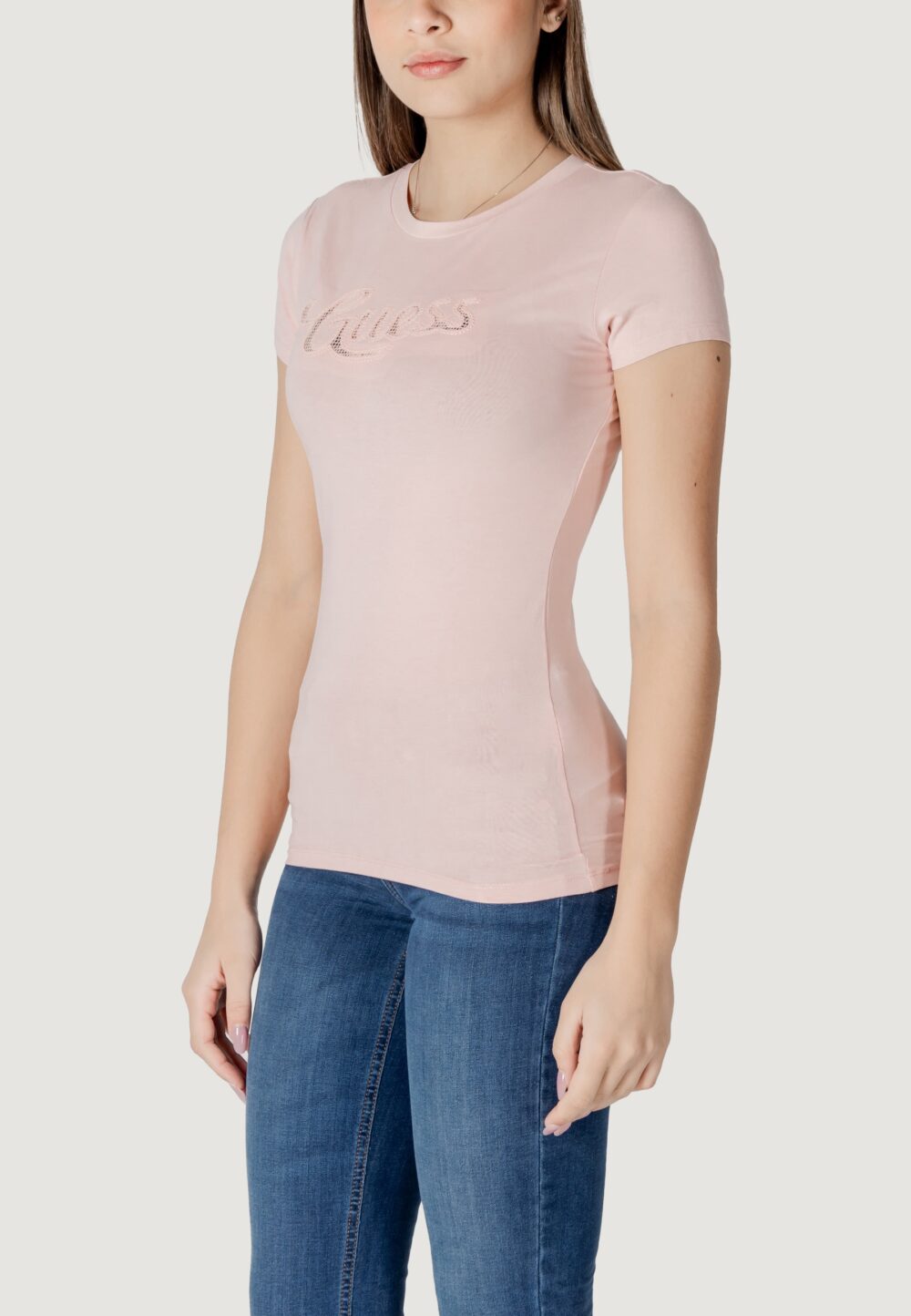 T-shirt Guess ss guess dot logo r3 Rosa - Foto 4