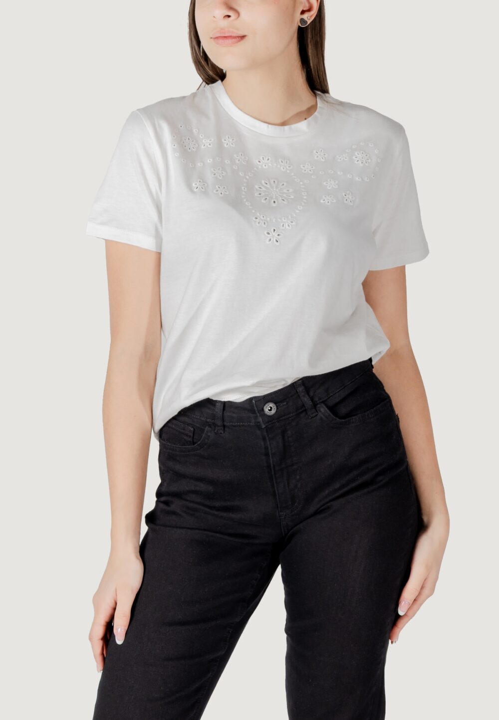 T-shirt Jacqueline de Yong jdycif s/s broderie anglaise top jrs Bianco - Foto 1