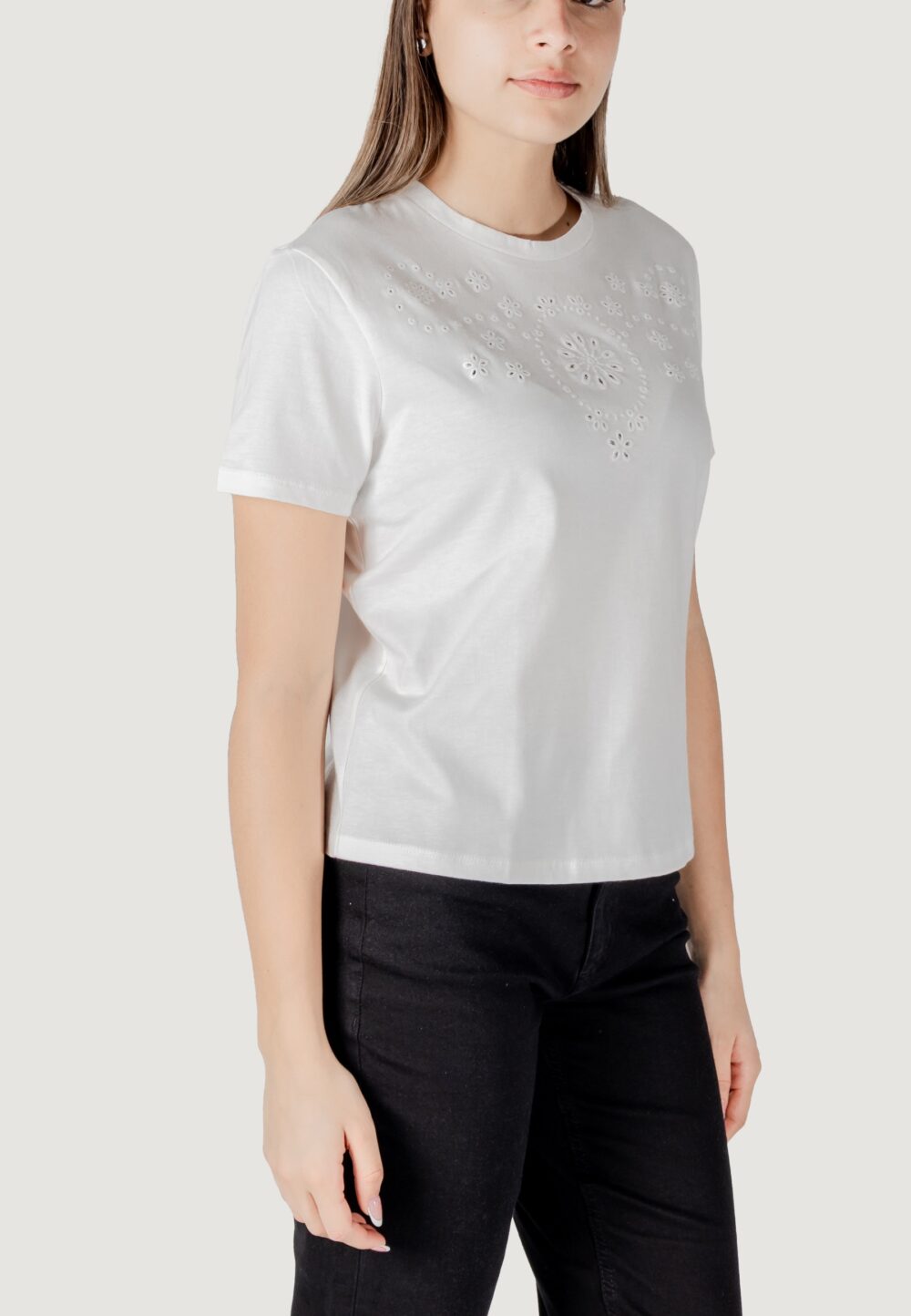 T-shirt Jacqueline de Yong jdycif s/s broderie anglaise top jrs Bianco - Foto 3