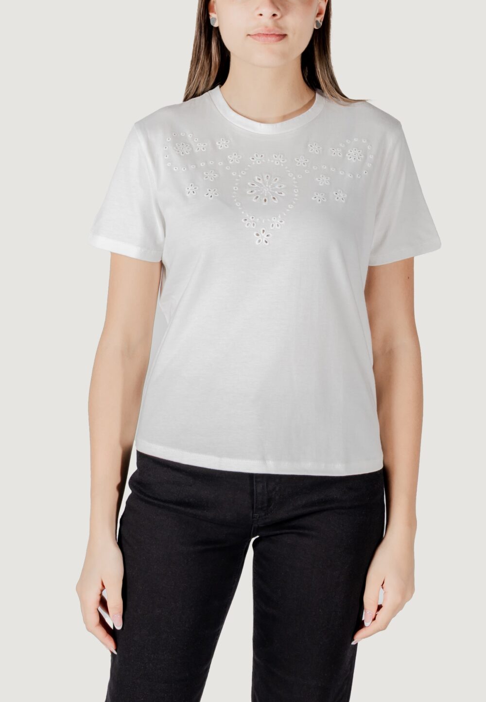T-shirt Jacqueline de Yong jdycif s/s broderie anglaise top jrs Bianco - Foto 5