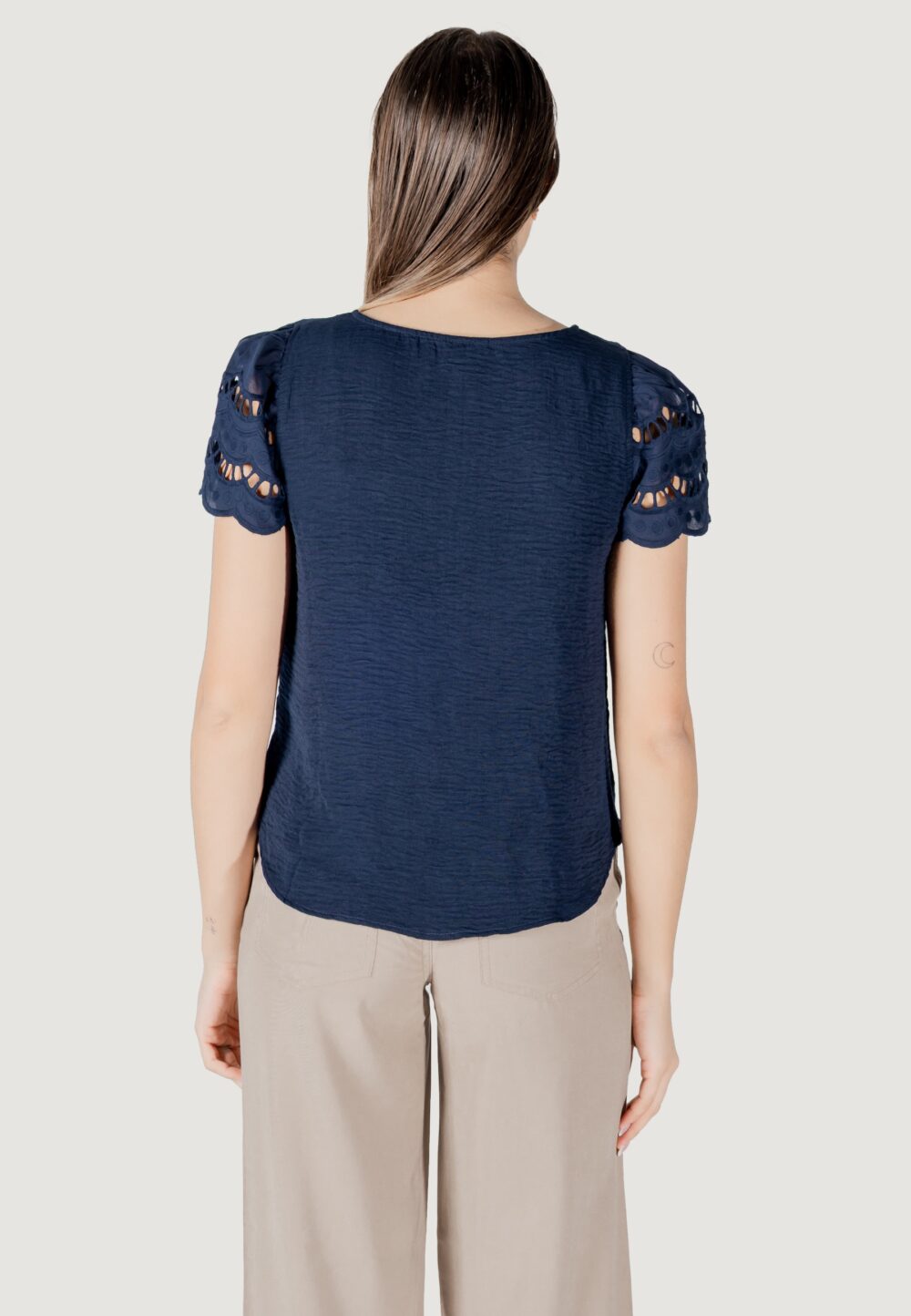 T-shirt Jacqueline de Yong jdyhannah s/s lace wvn Blu - Foto 4