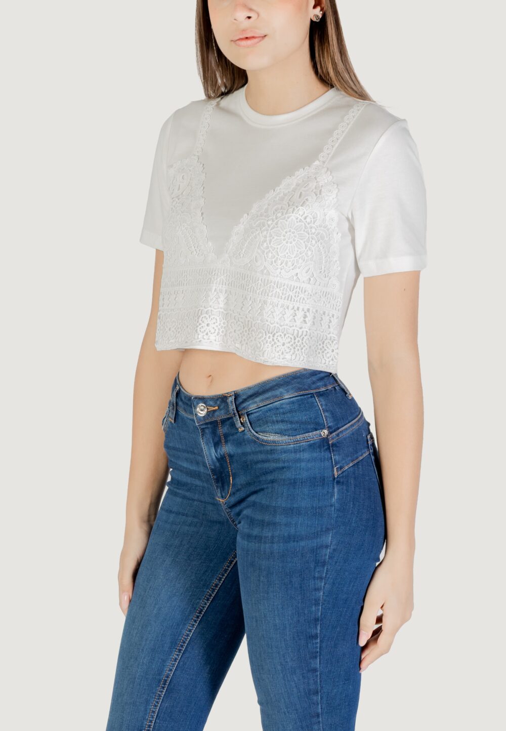 T-shirt Only onlbetsy life s/s o-neck mix top jrs Bianco - Foto 2