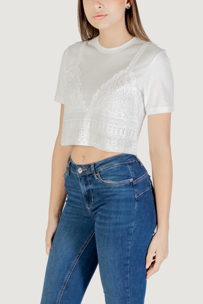 T-shirt Only onlbetsy life s/s o-neck mix top jrs Bianco