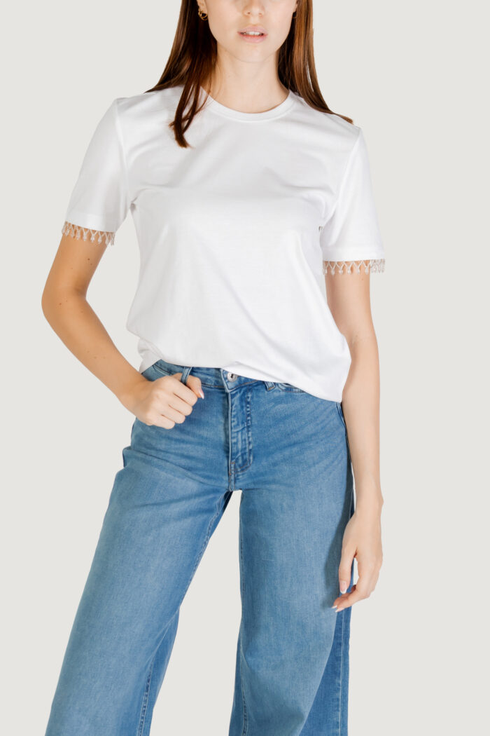 T-shirt Only onlfilia s/s detail tee cs jrs Bianco