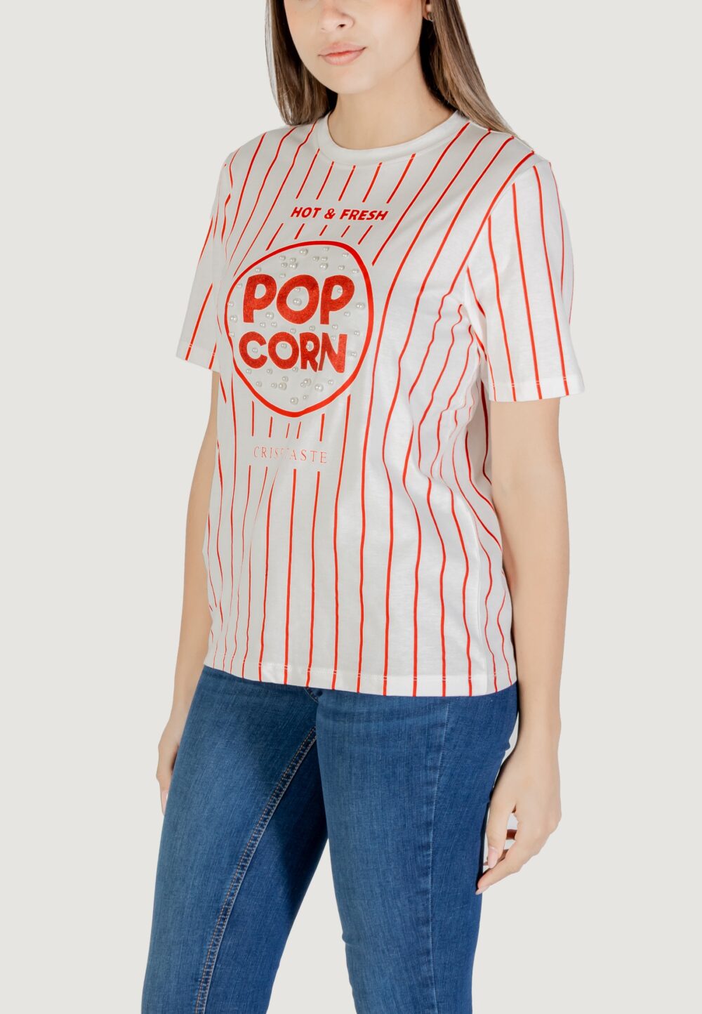 T-shirt Only onlburst life s/s popcorn top box jrs Panna - Foto 2