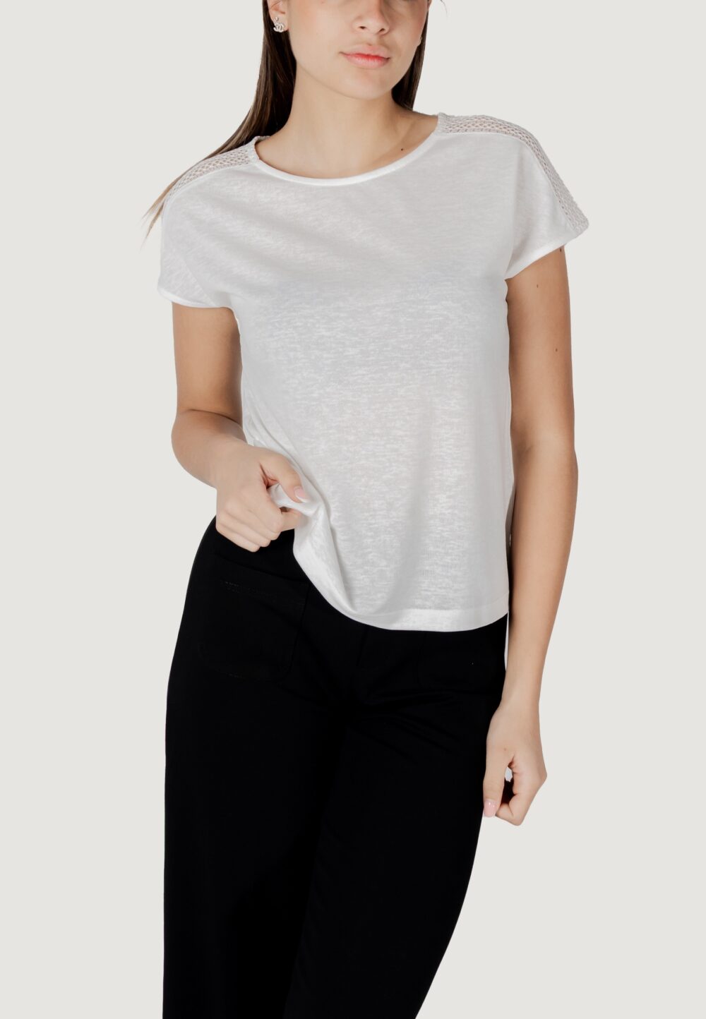 T-shirt Street One ltd qr linen look shirt w.laceshoulde Bianco - Foto 1