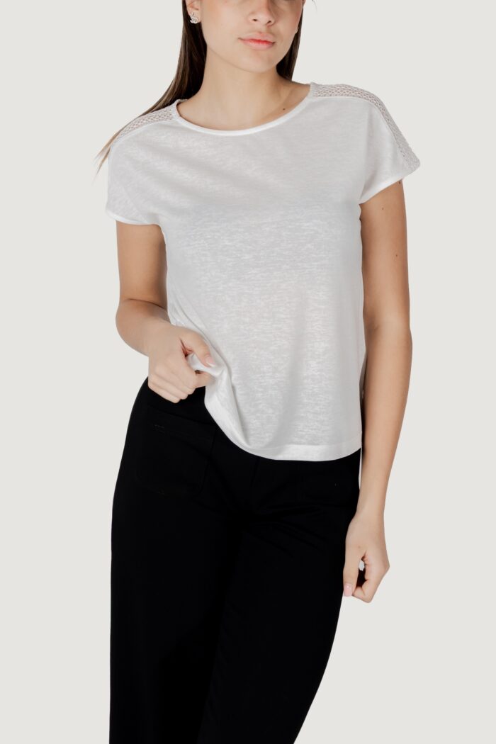 T-shirt Street One ltd qr linen look shirt w.laceshoulde Bianco