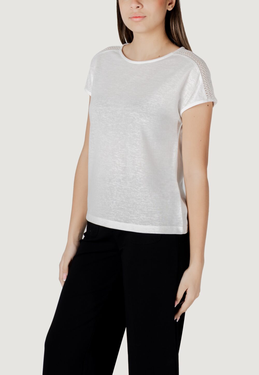 T-shirt Street One ltd qr linen look shirt w.laceshoulde Bianco - Foto 2