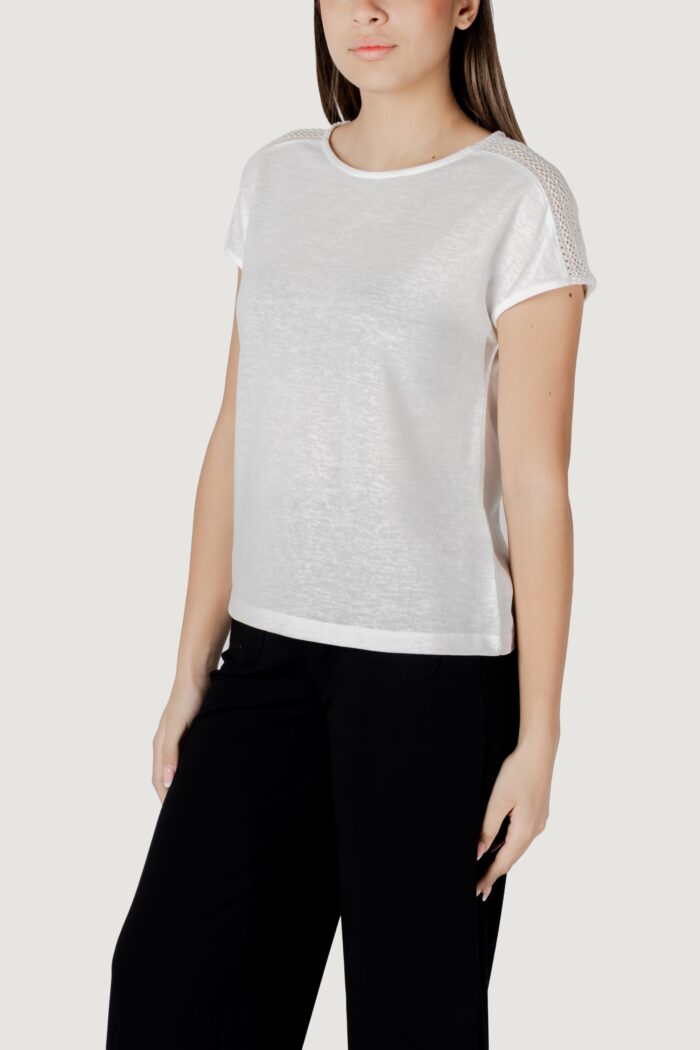 T-shirt Street One ltd qr linen look shirt w.laceshoulde Bianco