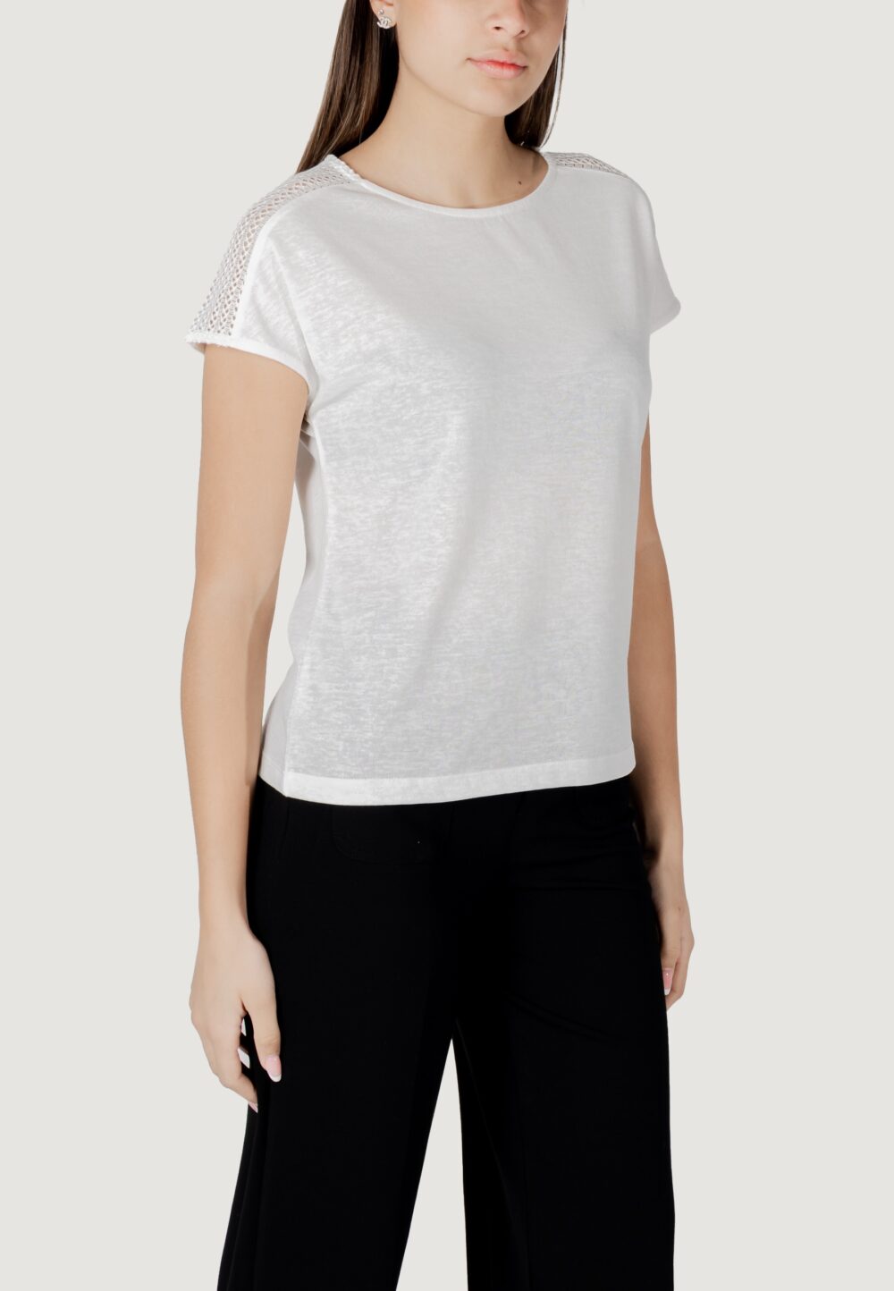 T-shirt Street One ltd qr linen look shirt w.laceshoulde Bianco - Foto 3