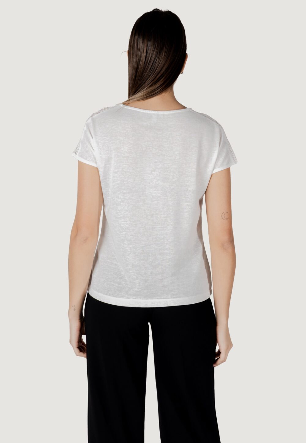 T-shirt Street One ltd qr linen look shirt w.laceshoulde Bianco - Foto 4