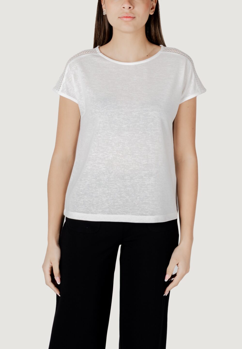 T-shirt Street One ltd qr linen look shirt w.laceshoulde Bianco - Foto 5