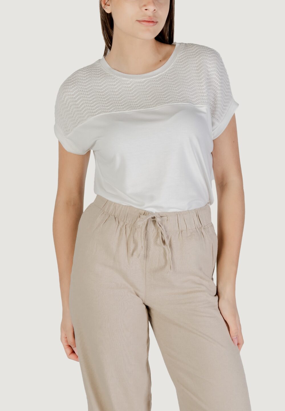 T-shirt Street One shirt w.ajour yoke Bianco - Foto 1