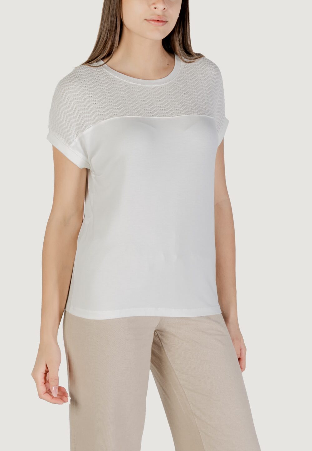 T-shirt Street One shirt w.ajour yoke Bianco - Foto 2