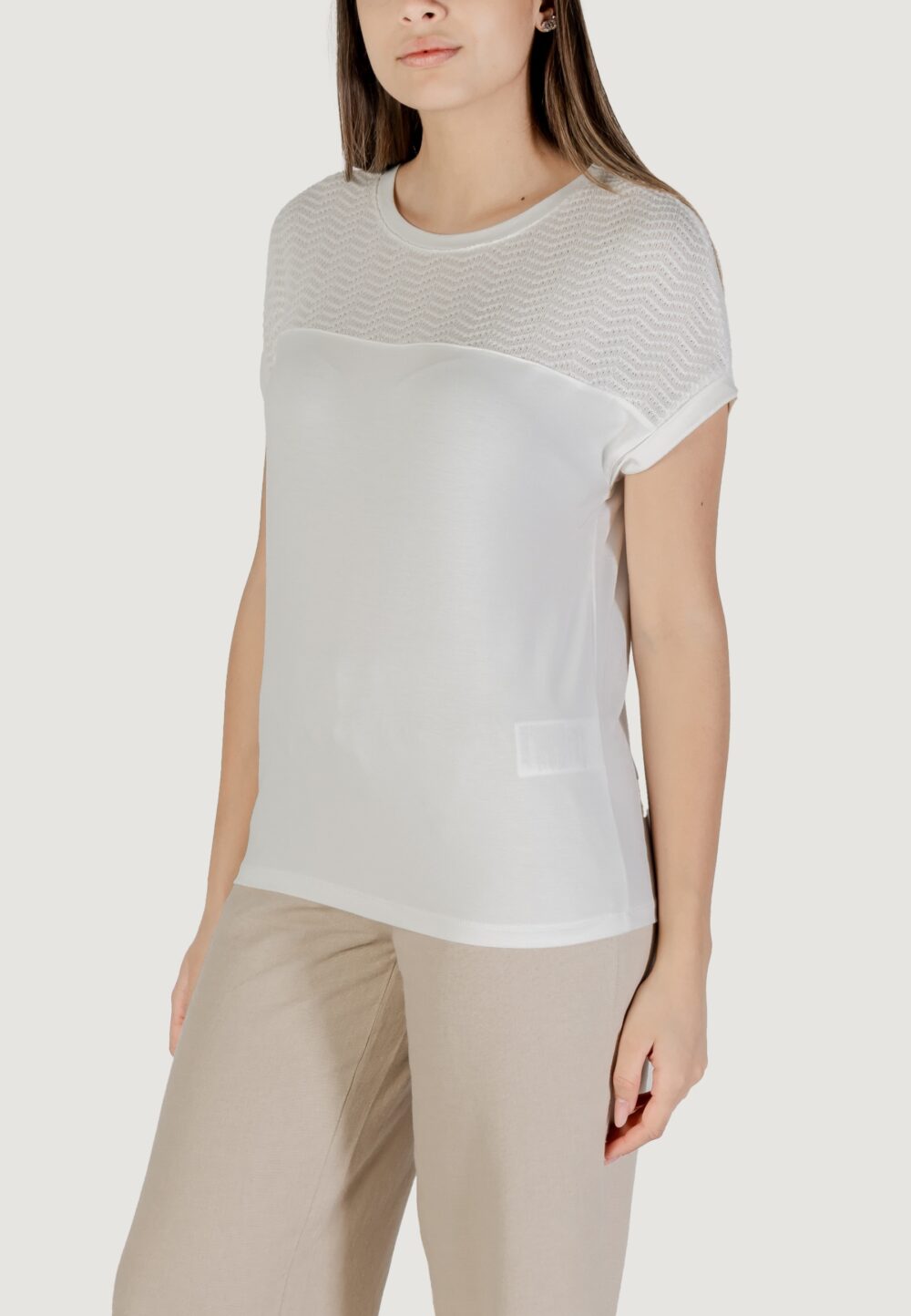 T-shirt Street One shirt w.ajour yoke Bianco - Foto 3