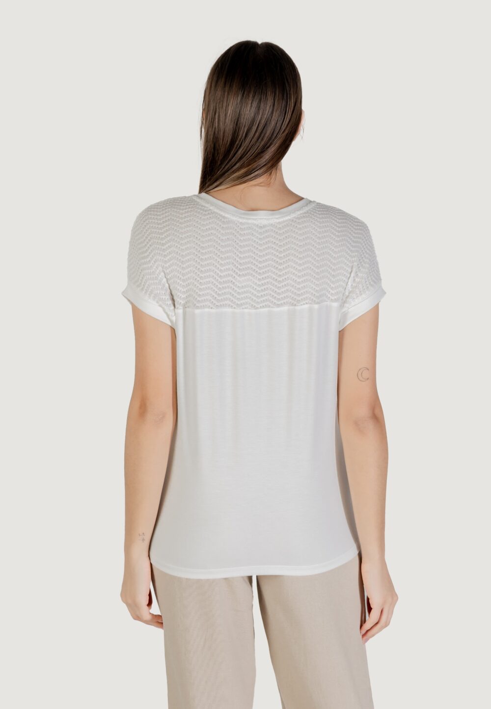 T-shirt Street One shirt w.ajour yoke Bianco - Foto 4