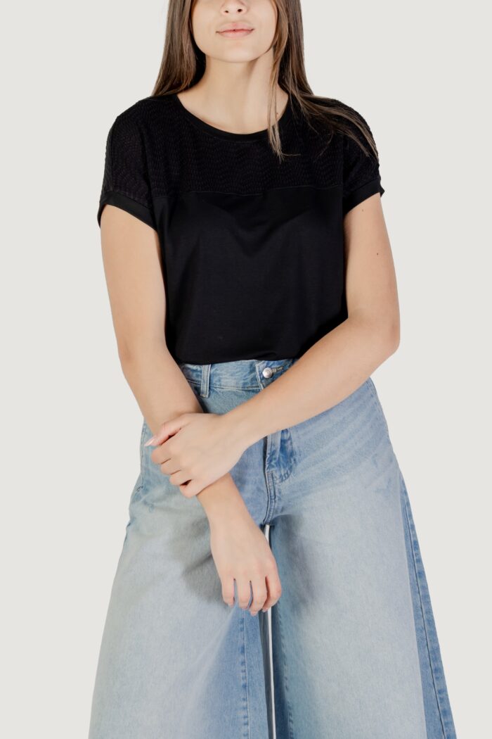 T-shirt Street One shirt w.ajour yoke Nero