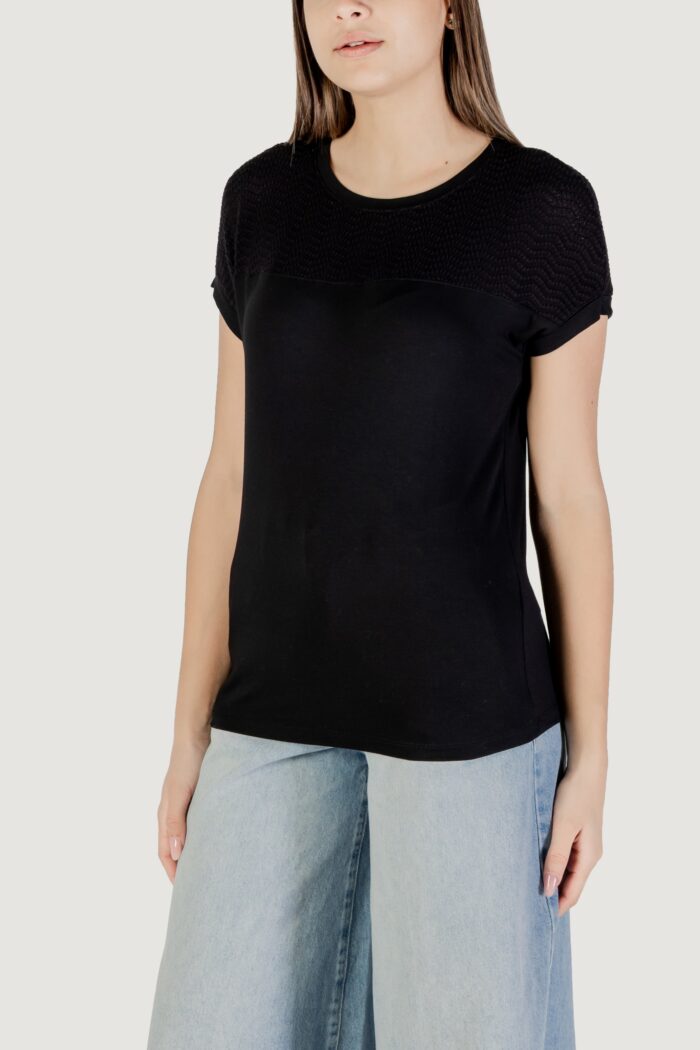T-shirt Street One shirt w.ajour yoke Nero