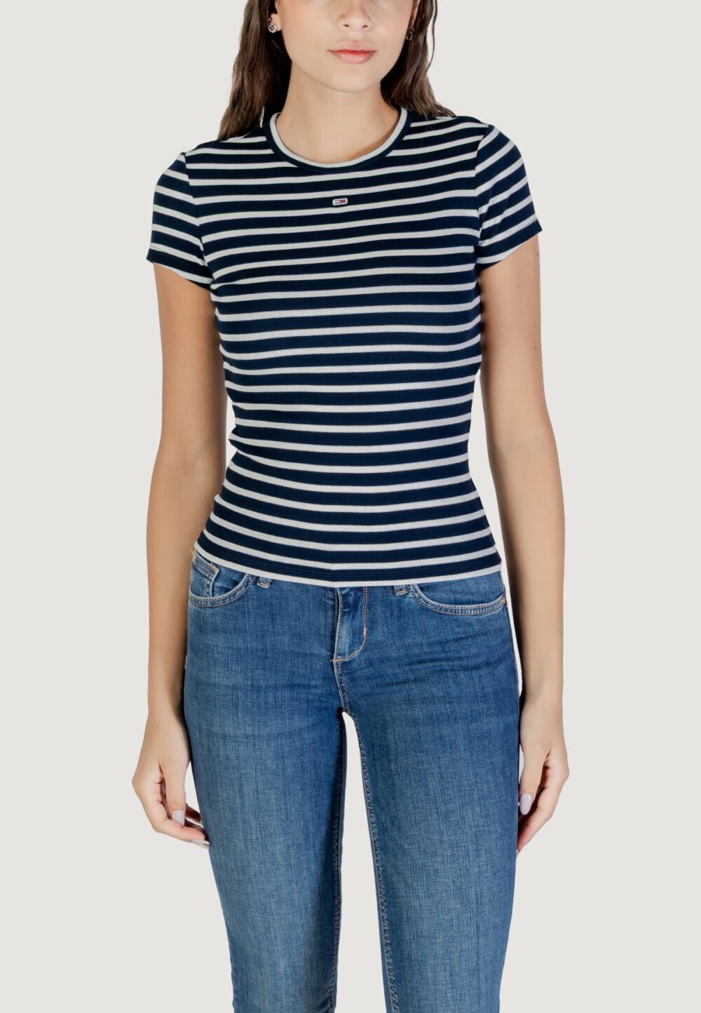 T-shirt Tommy Hilfiger Jeans tjw slim essential Bianco - Blu - Foto 1