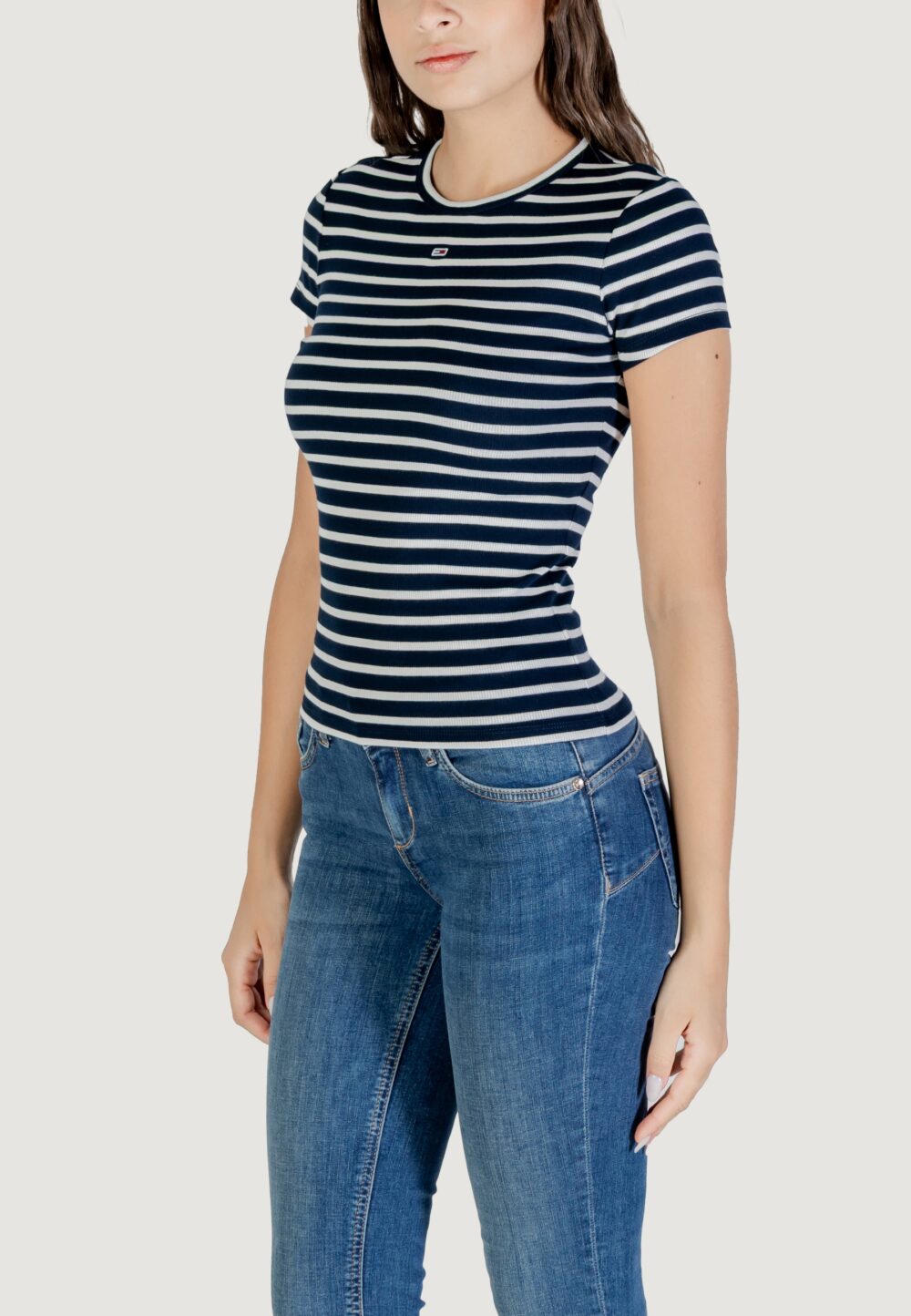 T-shirt Tommy Hilfiger Jeans tjw slim essential Bianco - Blu - Foto 2