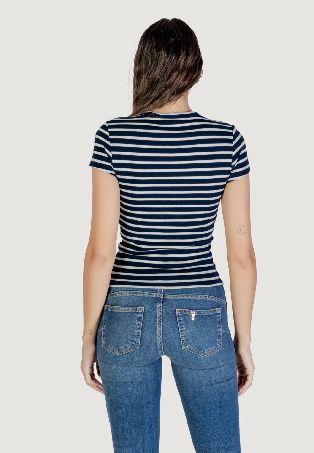 T-shirt Tommy Hilfiger Jeans tjw slim essential Bianco - Blu - Foto 4