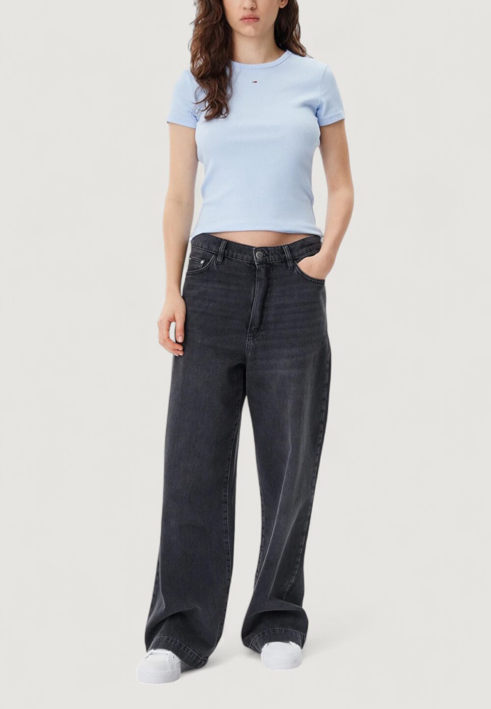T-shirt Tommy Hilfiger Jeans tjw slim essential Celeste - Foto 3