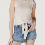 Top Jacqueline de Yong jdycirkeline s/l o- neck tie pull knt Beige chiaro - Foto 1